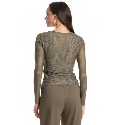 Blusa Manga Longa De Tule Safari - Imagem 2 - Mobile