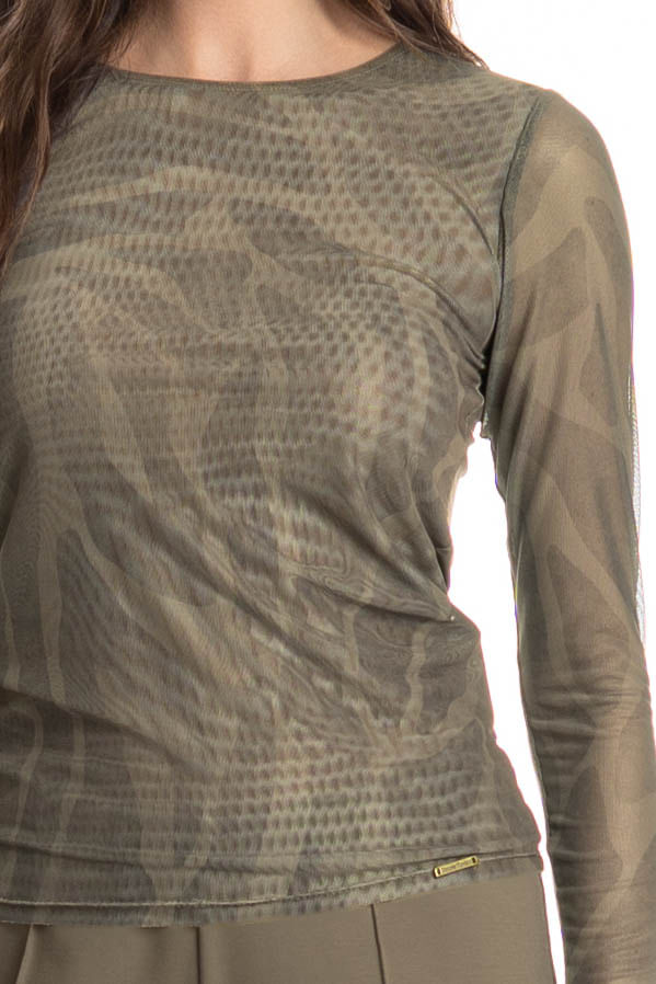 Blusa Manga Longa De Tule Safari - Imagem 5 - Mobile