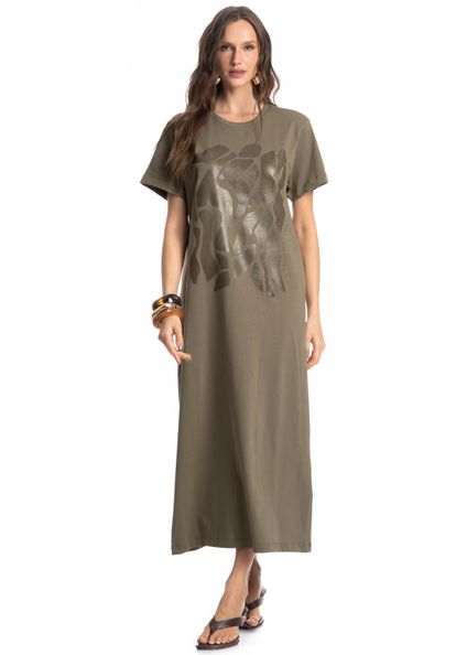 Vestido Com Manga Safari Verde - Imagem 1