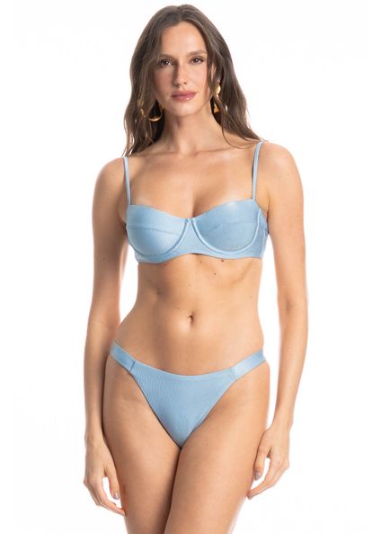 Biquíni Corset Slim Tira Média Jardim Azul - Imagem 1
