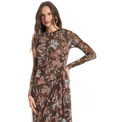 Vestido De Tule Com Combinete Franzido Jardim - Imagem 3 - Mobile