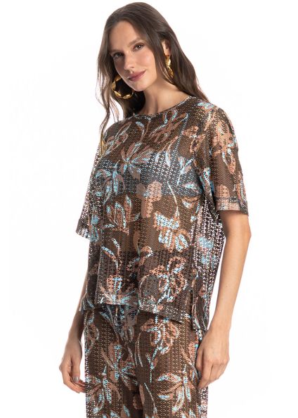 Blusa Jardim Marrom - Imagem 1