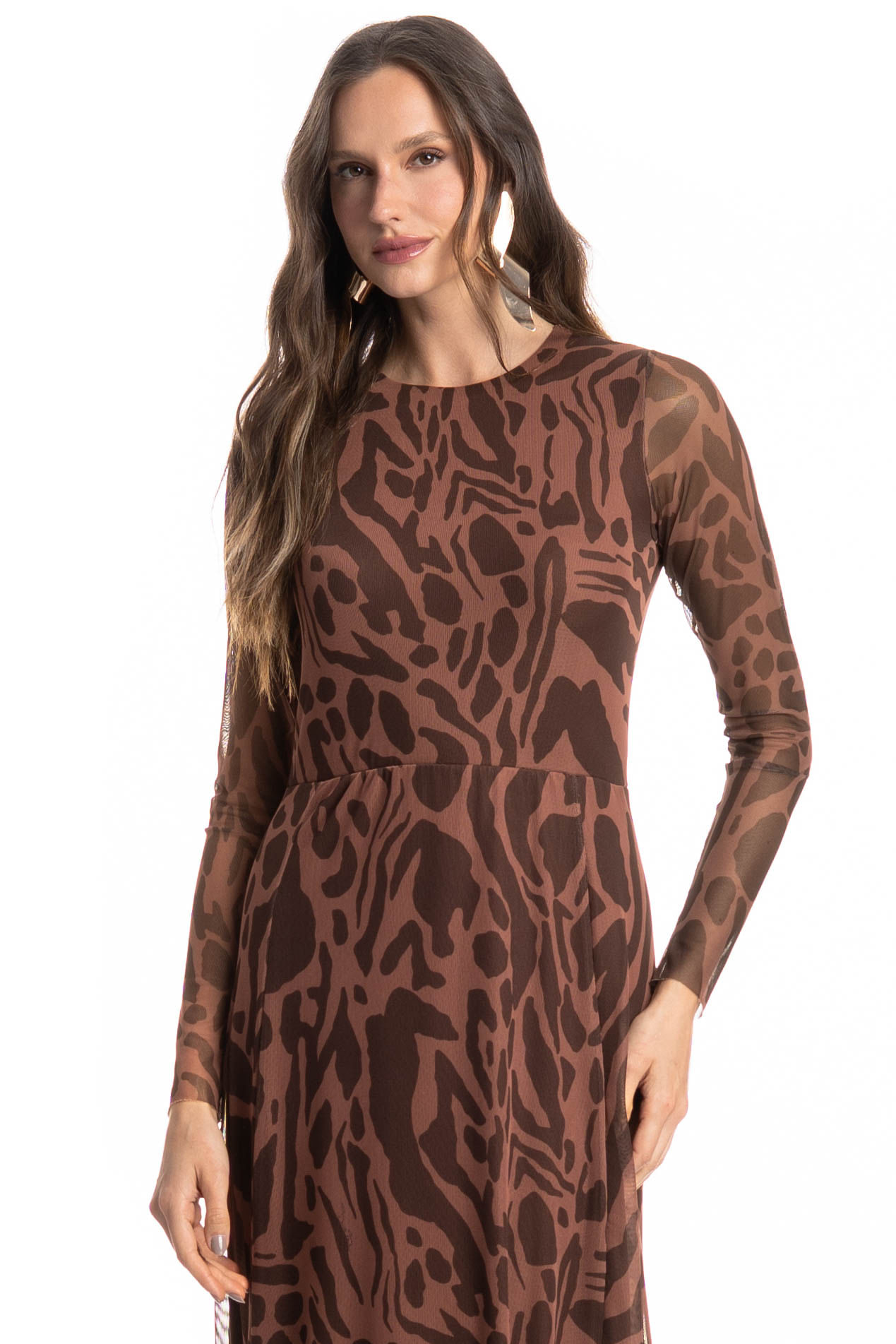 Vestido De Tule Com Manga Longa Colinas - Imagem 3 - Mobile