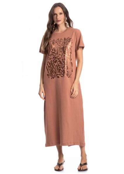 Vestido Com Manga Colinas Marrom - Imagem 1