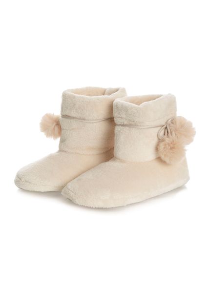 Bota Feminina Em Fleece Domenica Bege - Imagem 1