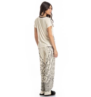 Pijama Feminino Longo Manga Curta Chiara - Imagem 2 - Mobile