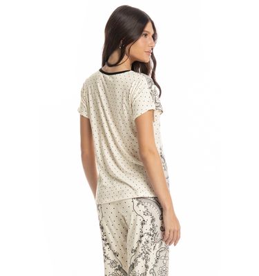 Pijama Feminino Longo Manga Curta Chiara - Imagem 4 - Mobile