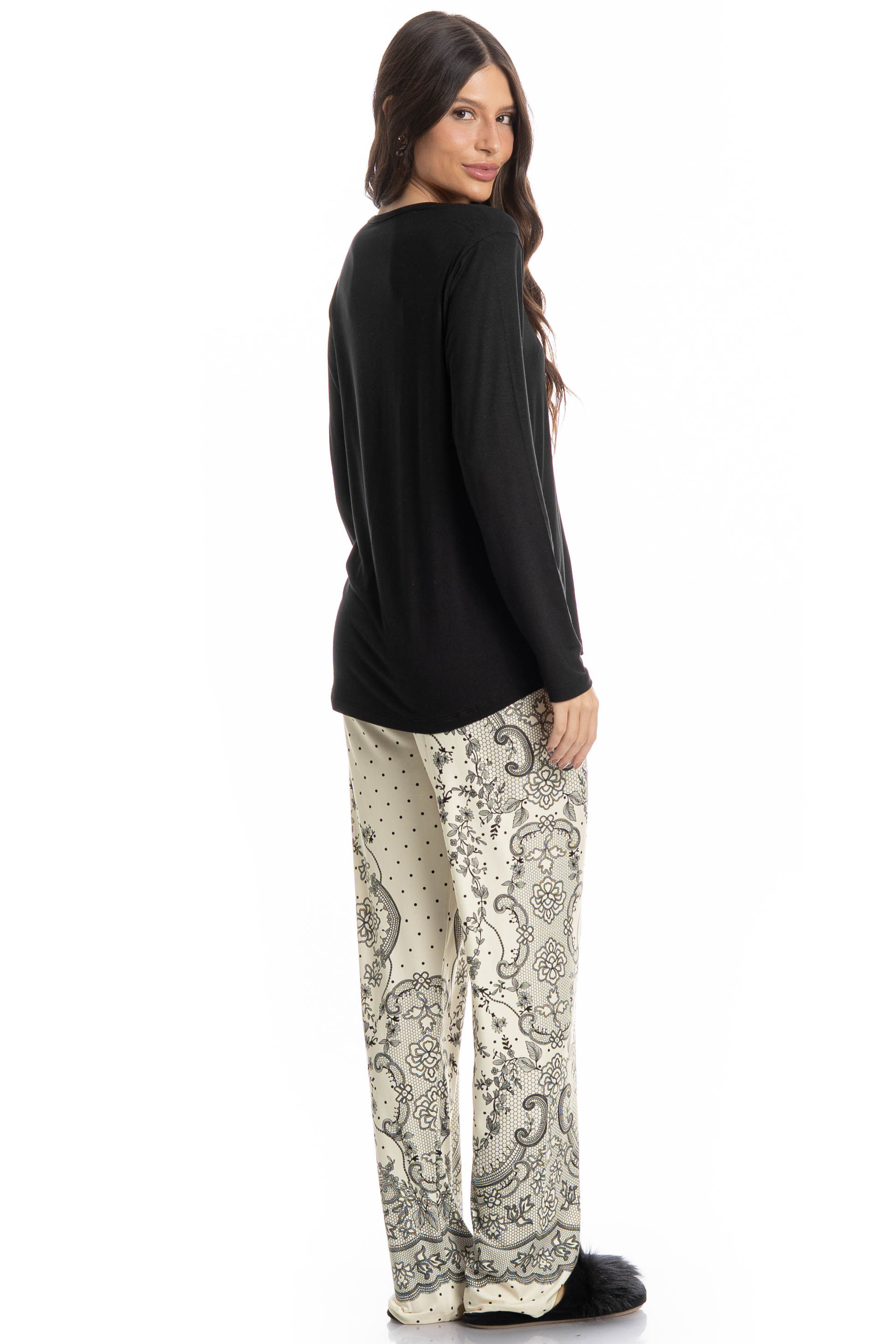 Pijama Feminino Longo Chiara Branco - Imagem 2