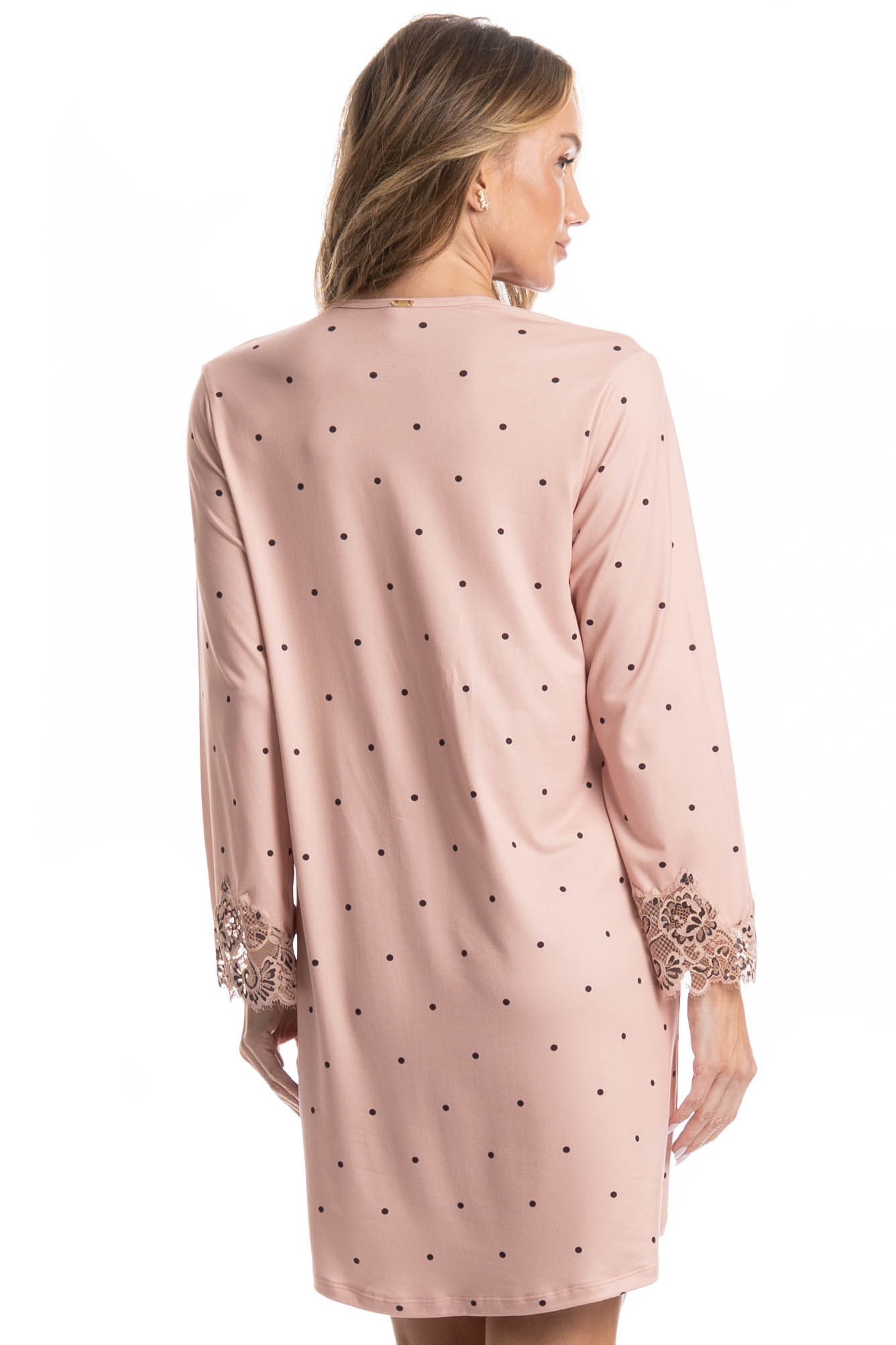 Camisão Manga Longa Abotoado Laura Rosa-3 - Imagem 2