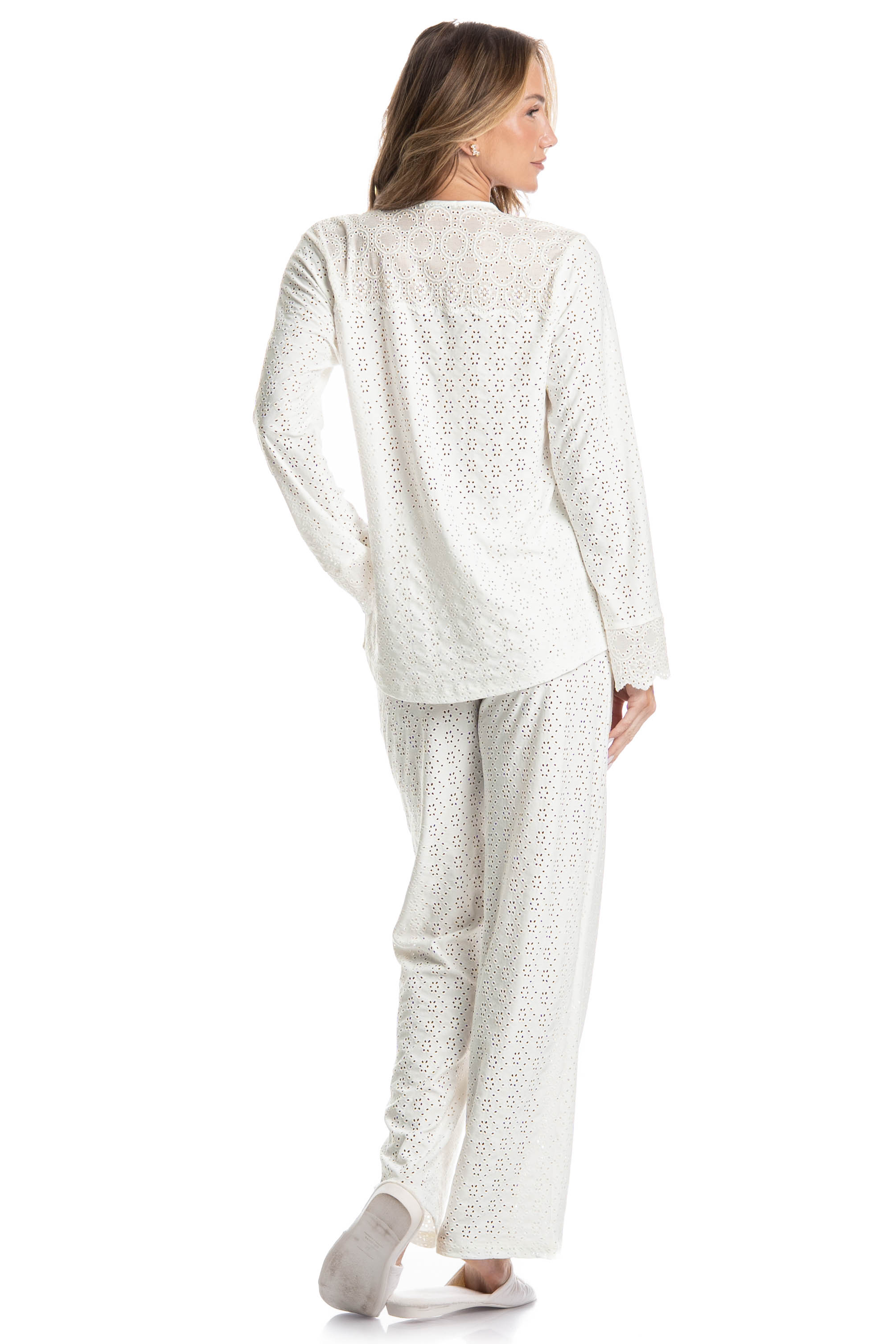 Pijama Longo Americano Lótus Branco - Imagem 2