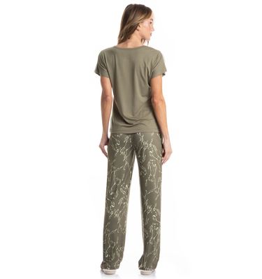 Pijama Feminino Longo Manga Curta Ártemis - Imagem 2 - Mobile