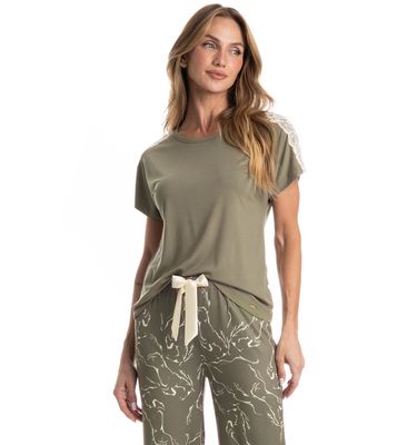 Pijama Feminino Longo Manga Curta Ártemis - Imagem 3 - Mobile