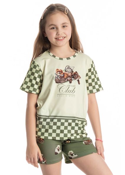 Pijama Curto Infantil Unissex Country Moka Verde - Imagem 1