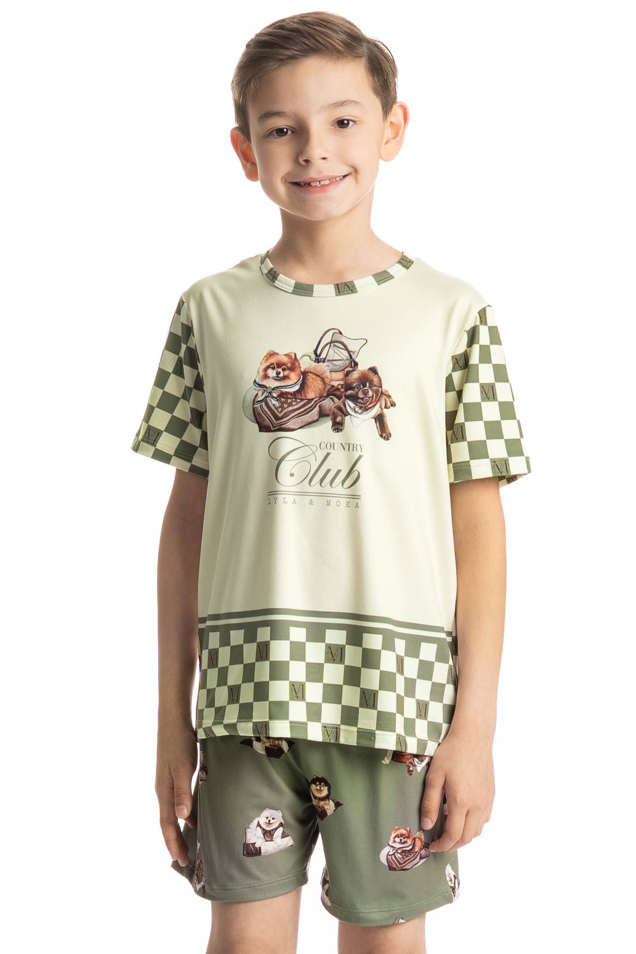 Pijama Curto Infantil Unissex Country Moka - Imagem 3 - Mobile