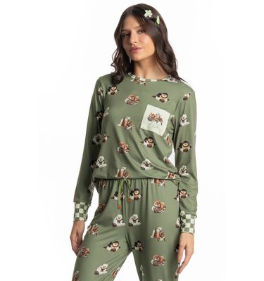 Pijama Longo Feminino Country Moka - Imagem 3 - Mobile