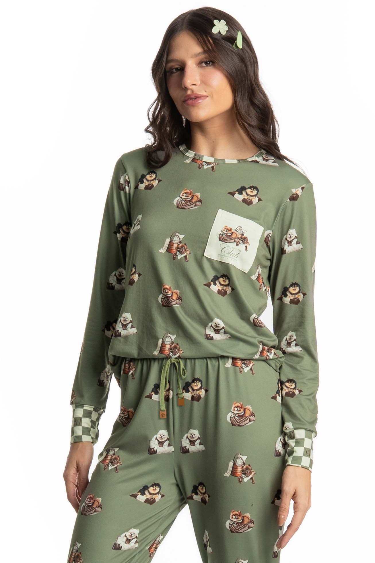 Pijama Longo Feminino Country Moka - Imagem 3 - Mobile
