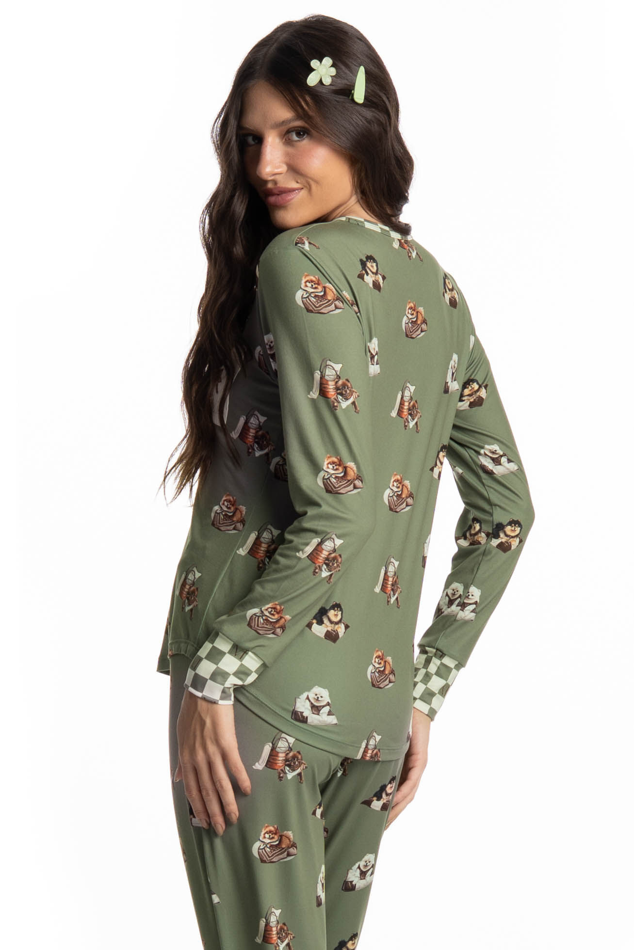 Pijama Longo Feminino Country Moka - Imagem 4 - Mobile