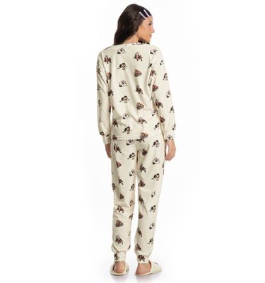 Pijama Longo Velvet Country Moka - Imagem 2 - Mobile