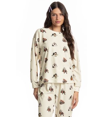 Pijama Longo Velvet Country Moka - Imagem 3 - Mobile