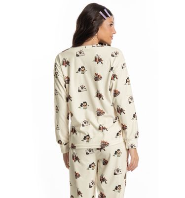 Pijama Longo Velvet Country Moka - Imagem 4 - Mobile