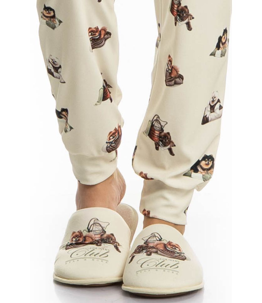 Pijama Longo Velvet Country Moka - Imagem 5 - Desktop