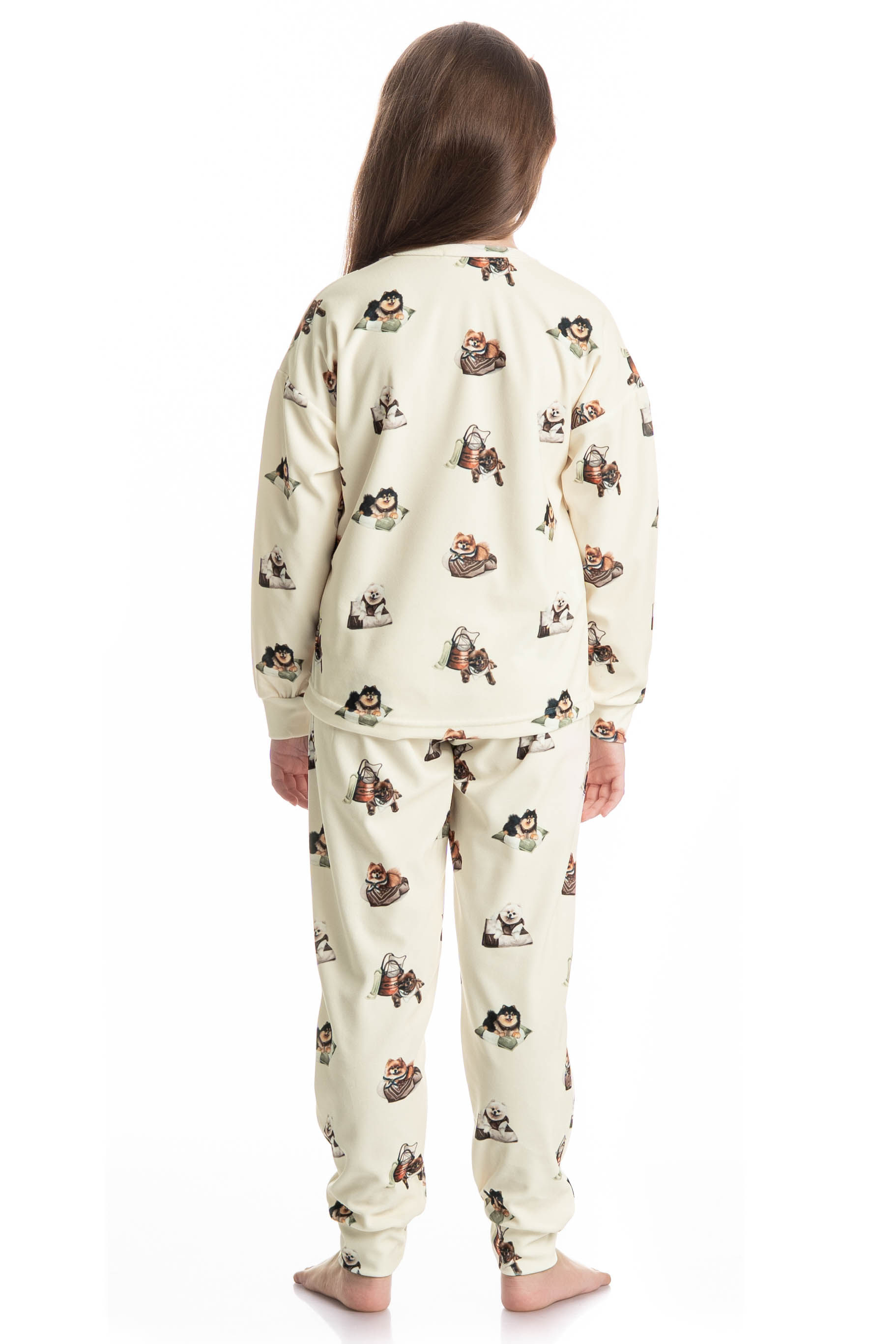 Pijama Longo Infantil Unissex Velvet Country Moka Branco - Imagem 2