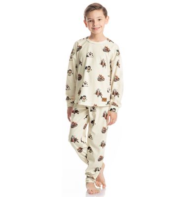 Pijama Longo Infantil Unissex Velvet Country Moka - Imagem 3 - Mobile