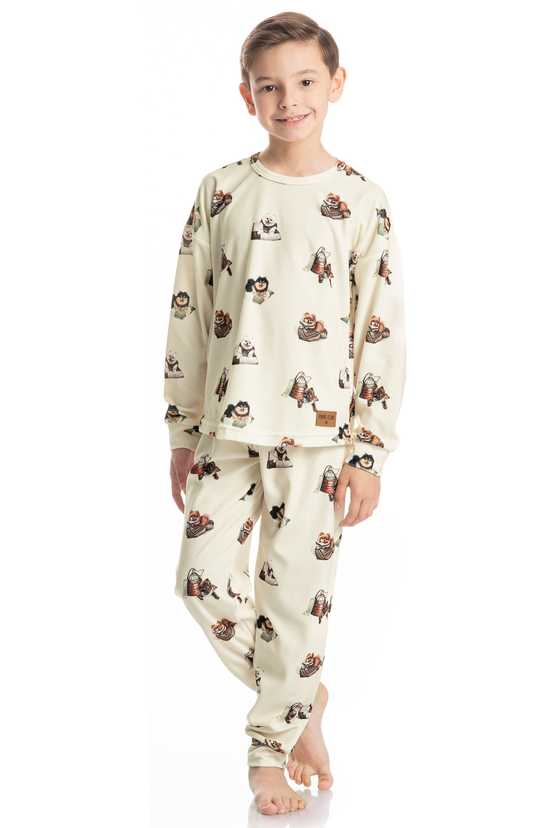 Pijama Longo Infantil Unissex Velvet Country Moka - Imagem 3 - Mobile