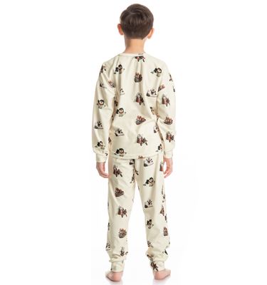 Pijama Longo Infantil Unissex Velvet Country Moka - Imagem 4 - Mobile