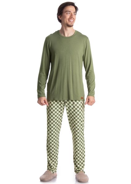 Pijama Longo Masculino Country Moka Verde - Imagem 1