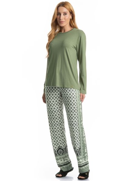 Pijama Feminino Longo Constanza Verde - Imagem 1
