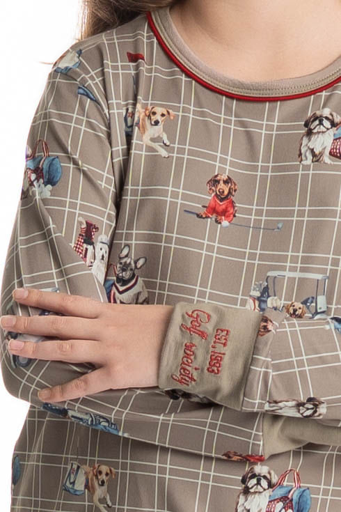 Pijama Longo Infantil Unissex Dogs Golf - Imagem 5 - Mobile