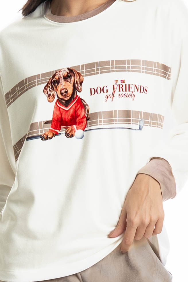 Pijama Feminino Longo Velvet Dogs Golf - Imagem 5 - Mobile