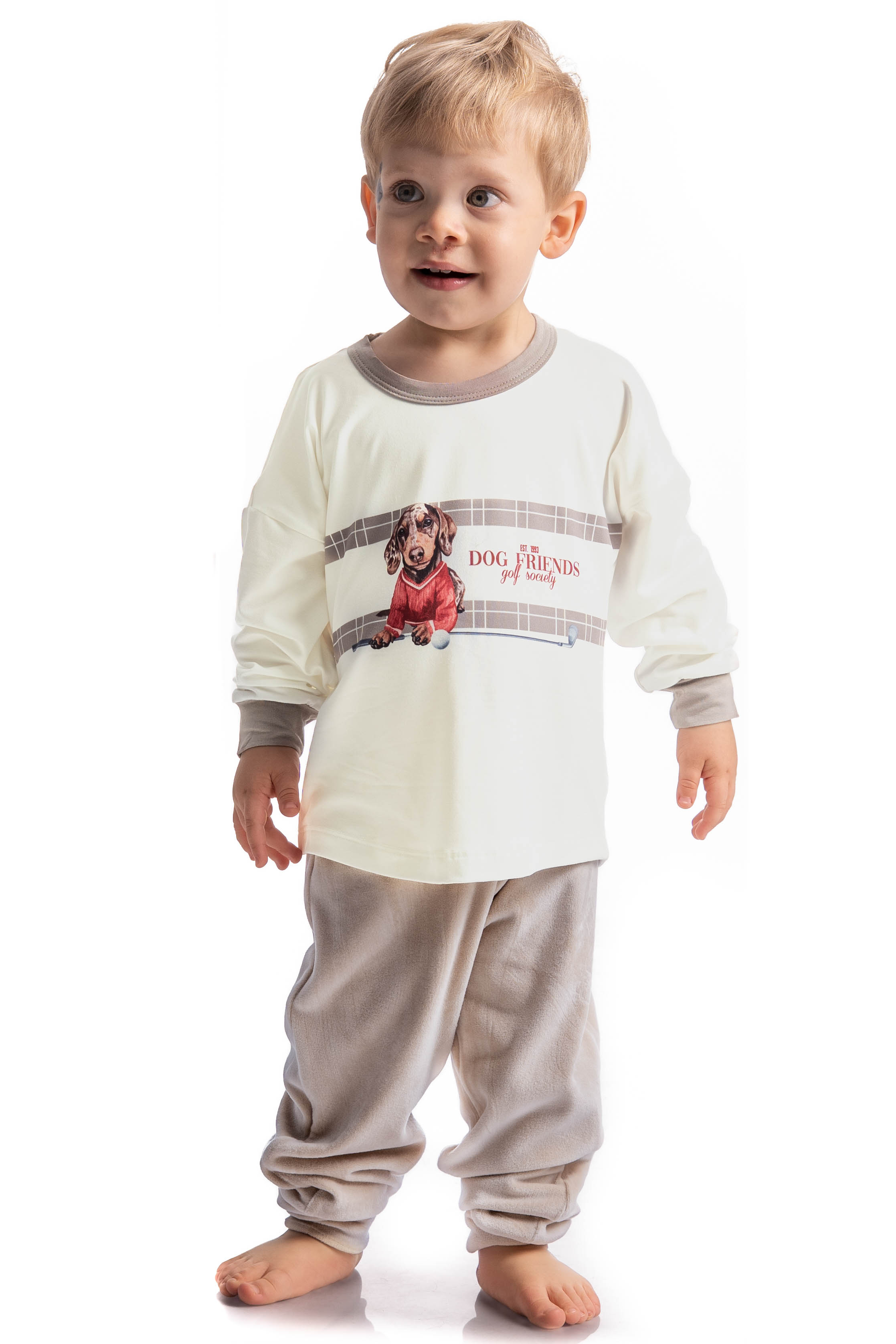 Pijama Longo Velvet Infantil Unissex Dogs Golf - Imagem 5 - Mobile