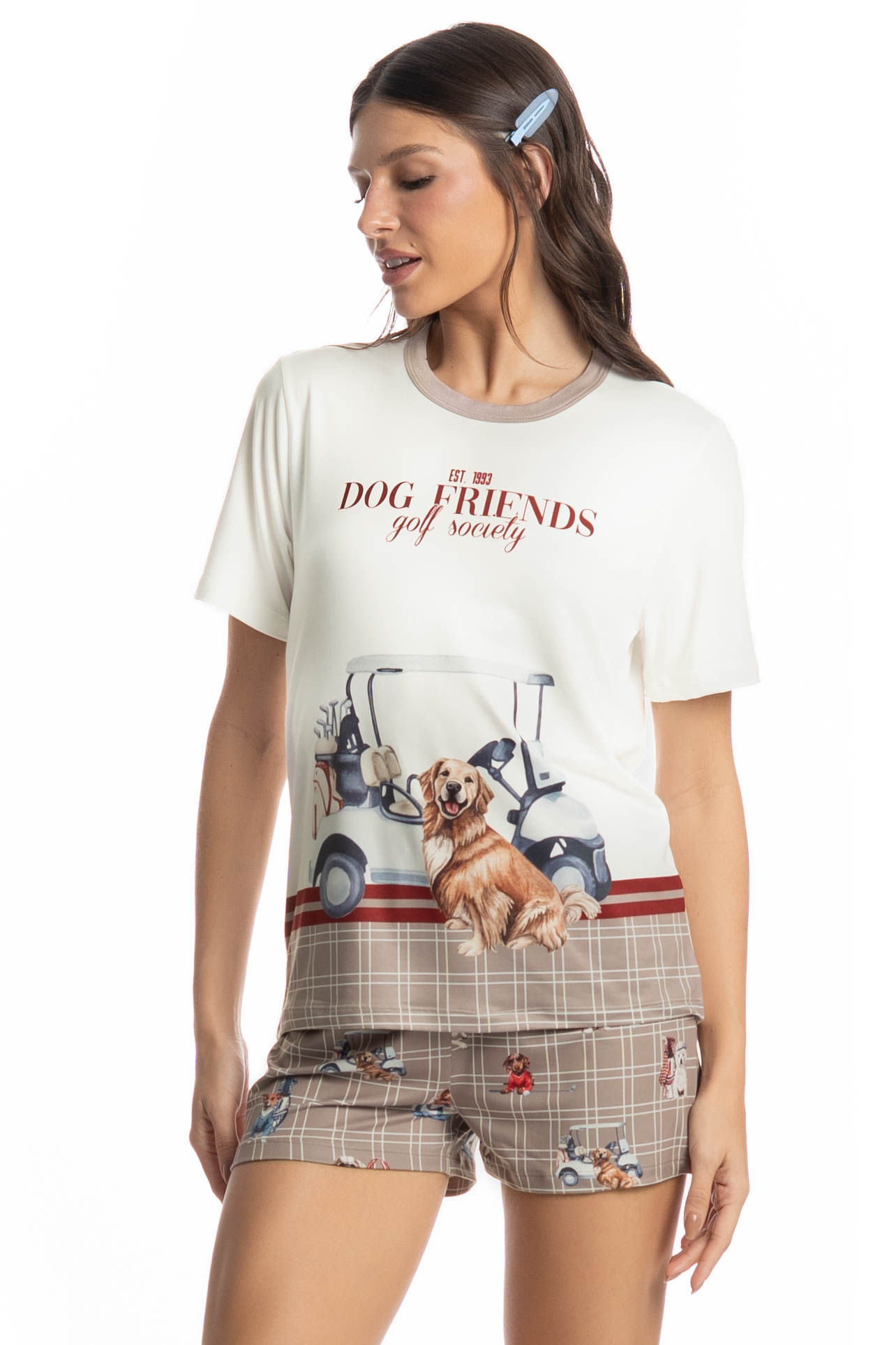 Pijama Feminino Curto Dogs Golf - Imagem 1