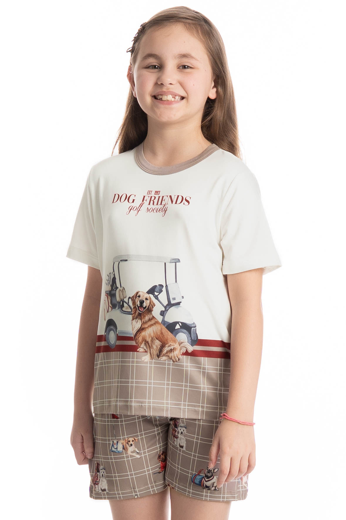 Pijama Curto Infantil Unissex Dogs Golf - Imagem 3 - Mobile