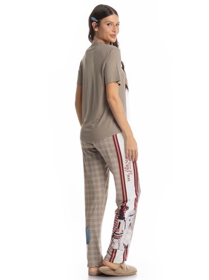 Pijama Feminino Longo Manga Curta Dogs Golf - Imagem 2 - Desktop