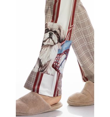 Pijama Feminino Longo Manga Curta Dogs Golf - Imagem 5 - Mobile