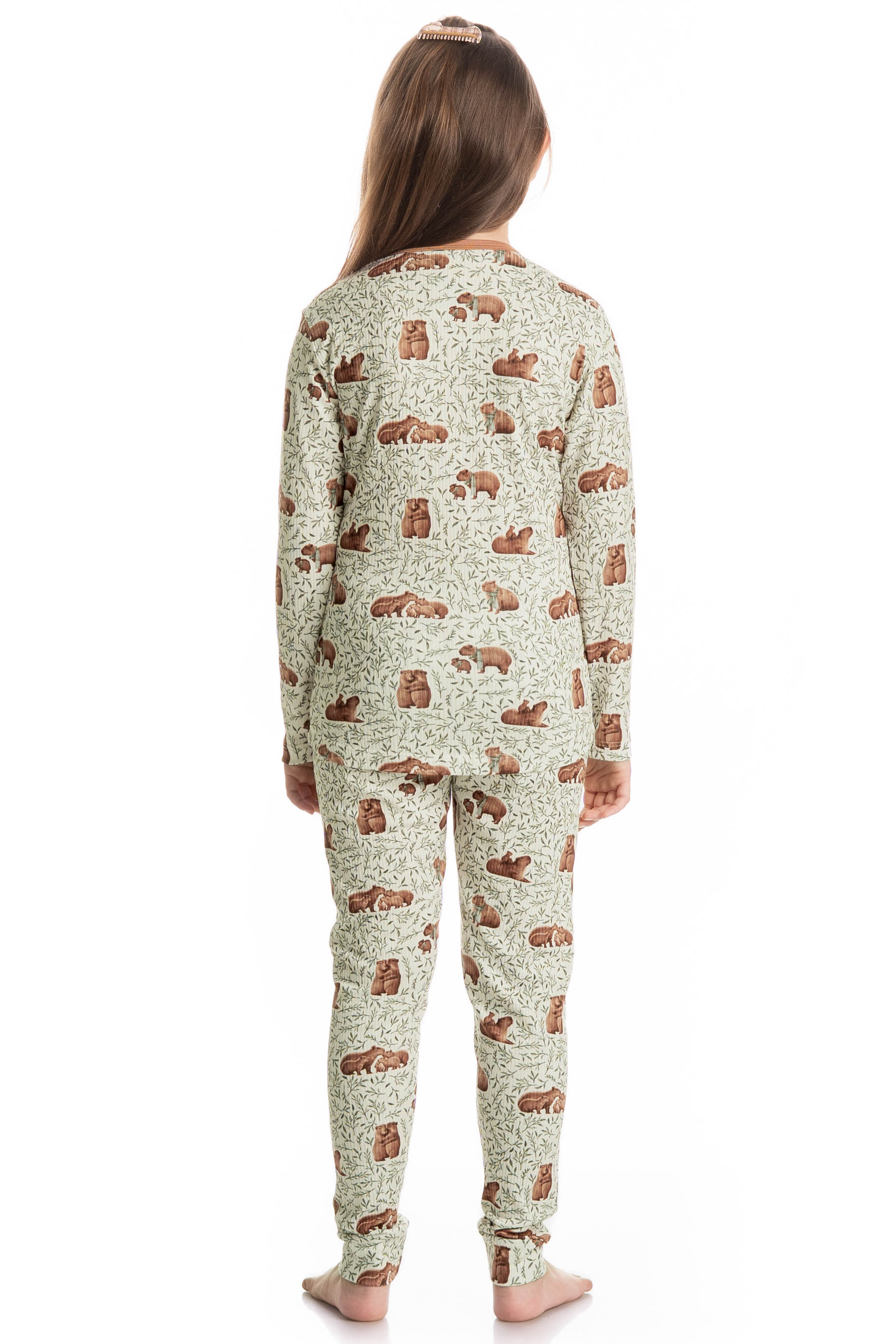 Pijama Longo Infantil Unissex Slim Capivara Branco - Imagem 2