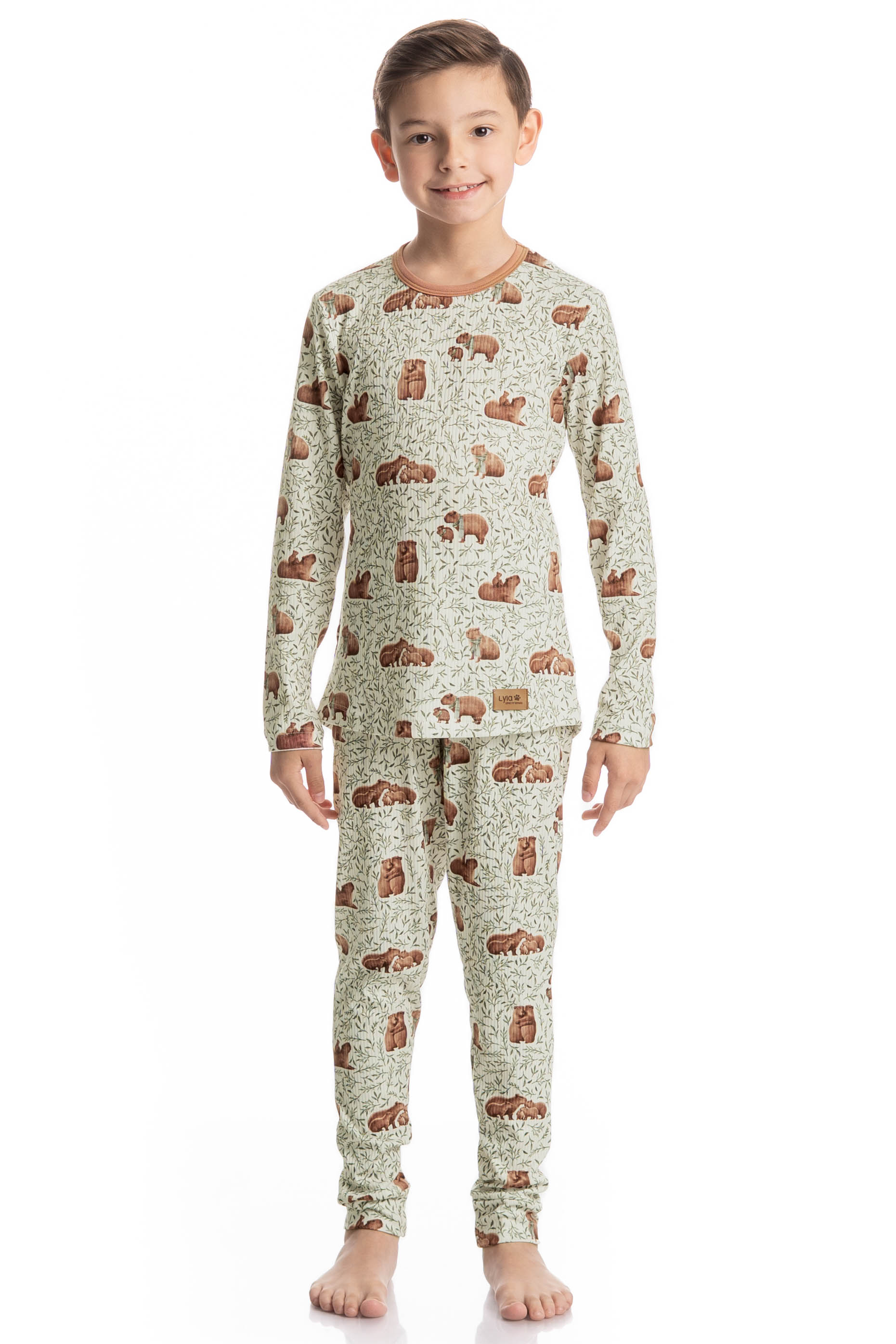 Pijama Longo Infantil Unissex Slim Capivara - Imagem 3 - Mobile
