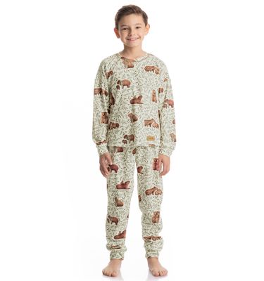 Pijama Infantil Longo Velvet Unissex Capivara - Imagem 3 - Mobile