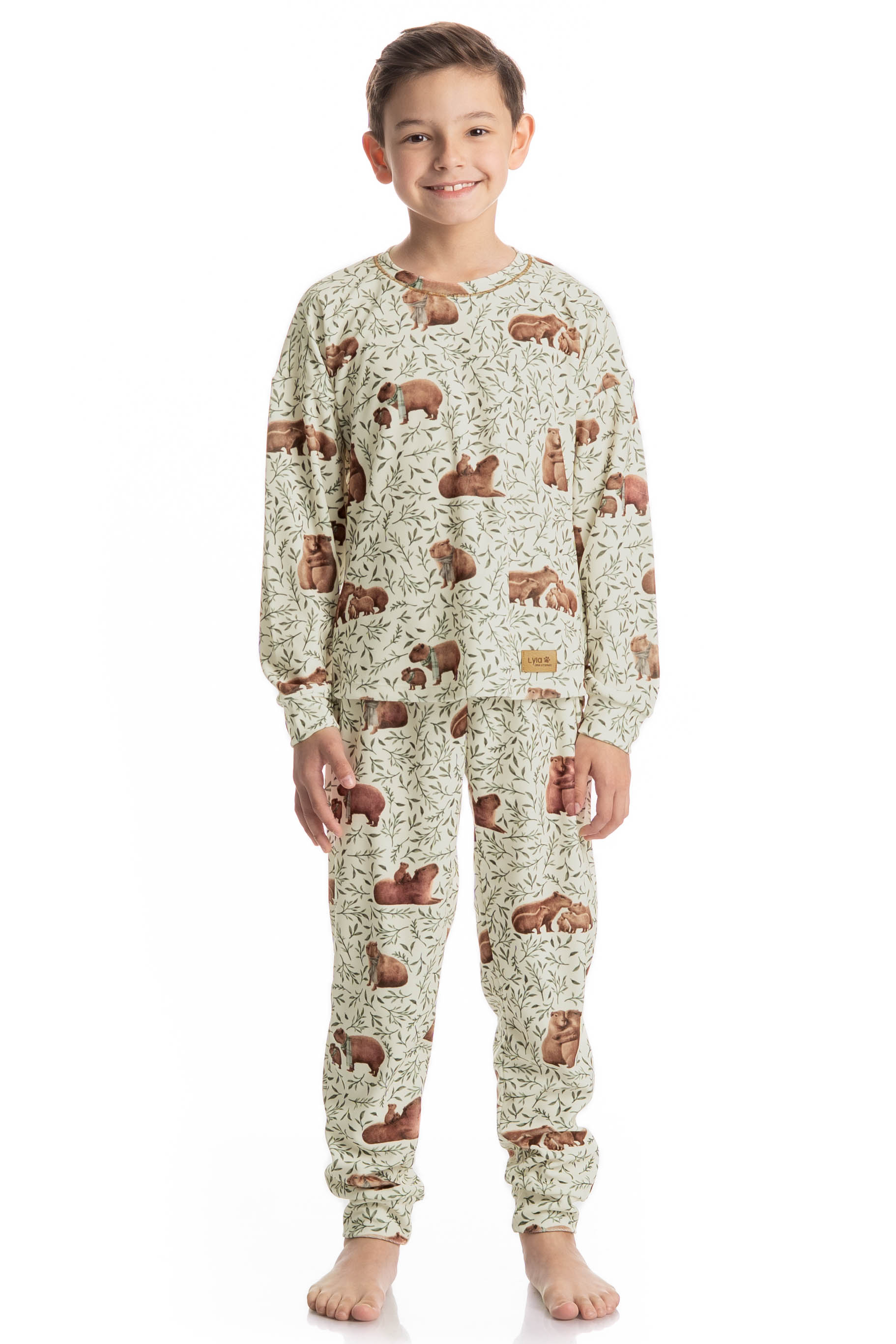 Pijama Infantil Longo Velvet Unissex Capivara - Imagem 3 - Mobile