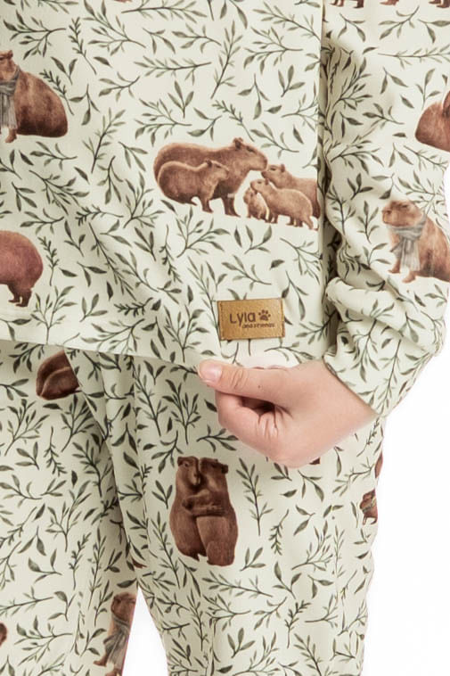 Pijama Infantil Longo Velvet Unissex Capivara - Imagem 5 - Mobile