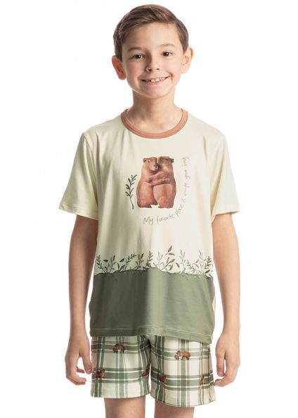 Pijama Curto Infantil Unissex Capivara Branco - Imagem 1