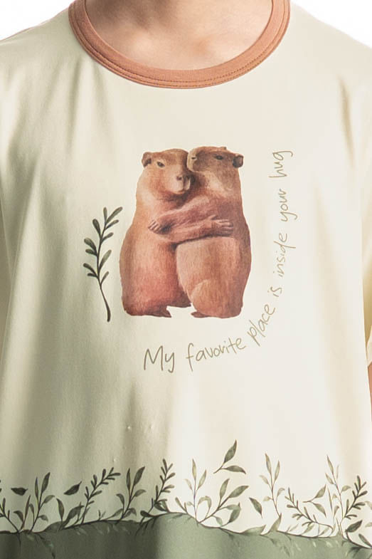 Pijama Curto Infantil Unissex Capivara - Imagem 5 - Mobile