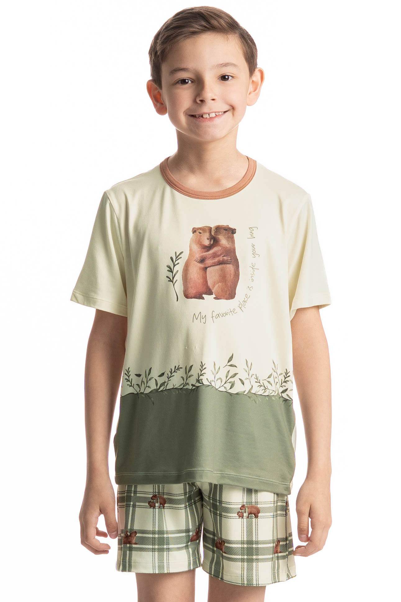 Pijama Curto Infantil Unissex Capivara - Imagem 1