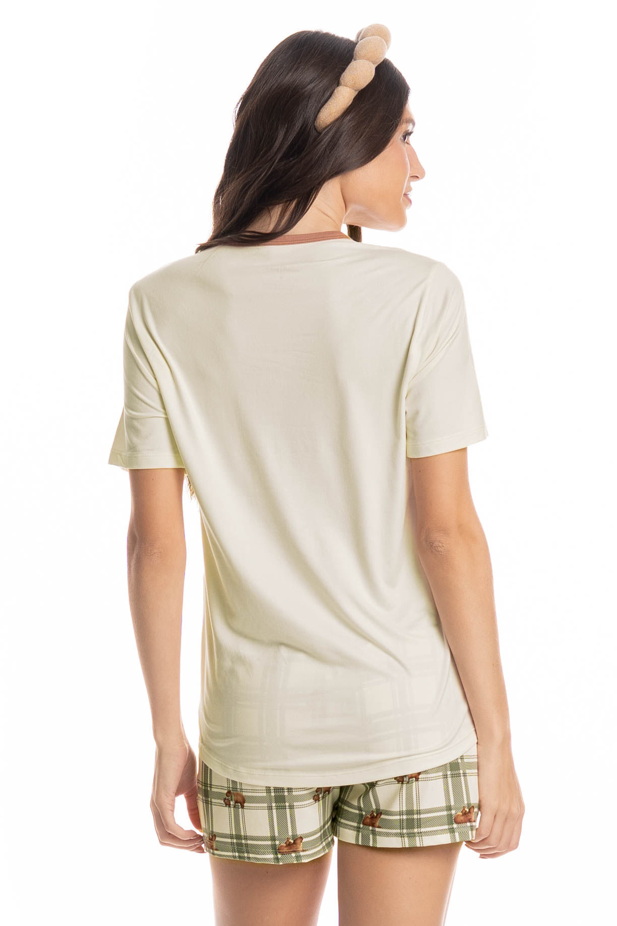 Pijama Feminino Curto Capivara Branco - Imagem 2