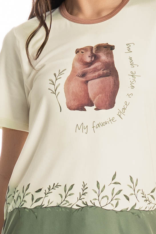 Pijama Feminino Curto Capivara - Imagem 5 - Mobile