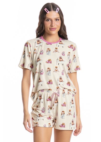 Pijama Feminino Curto Lyla Spa Branco - Imagem 1