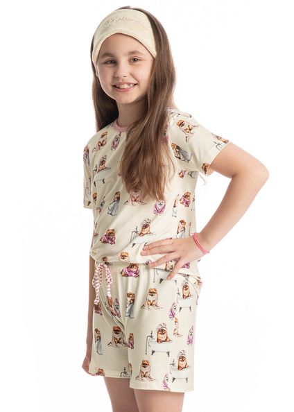 Pijama Infantil Curto Lyla Spa Branco - Imagem 1